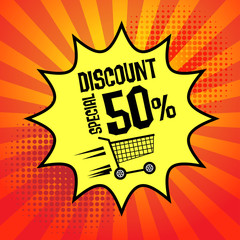 Comic book explosion with text Special Discount
