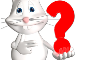 Hase Frage Fragezeichen FAQ 3D weiß zeigen Comic
