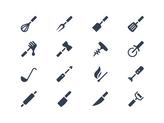  Kitchen tools icons set