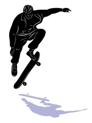 skateboarder jumping, vector illustration