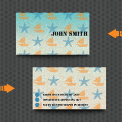 Business card template with summer background. 