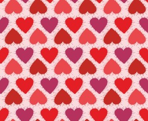 A seamless background with red hearts.