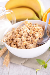 muesli,milk and fruits
