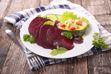 vegetable salad with beet and avocado