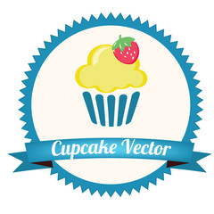 Cupcake yummy turquoise yellow retro bakery