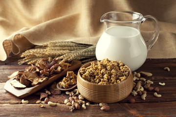 Healthy food - cereals with fruits and nuts