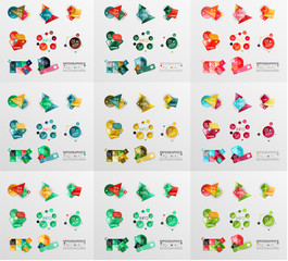 Geometric banners, templates, layouts. Paper graphics Mega