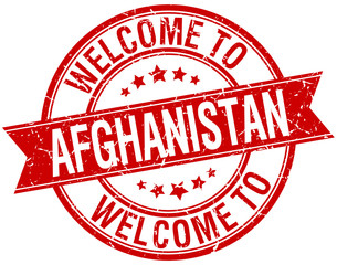 welcome to Afghanistan red round ribbon stamp