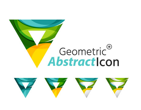 Set of abstract geometric company logo triangles, arrows