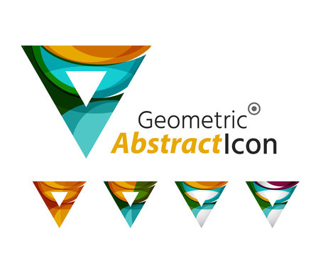 Set of abstract geometric company logo triangles, arrows