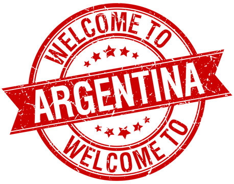 welcome to Argentina red round ribbon stamp