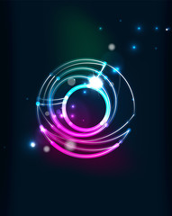 Glowing circle in dark space