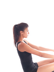 girl doing toe touch exercise