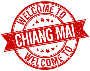 welcome to Chiang mai red round ribbon stamp