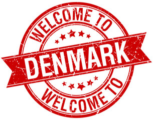 welcome to Denmark red round ribbon stamp