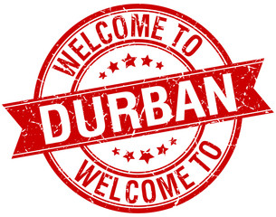 welcome to Durban red round ribbon stamp