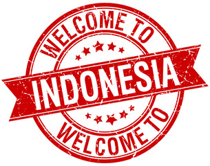welcome to Indonesia red round ribbon stamp