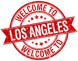 welcome to Los Angeles red round ribbon stamp