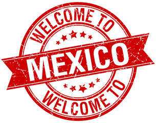 welcome to Mexico red round ribbon stamp