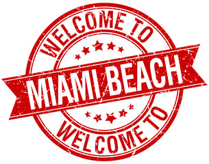 welcome to Miami Beach red round ribbon stamp