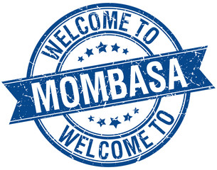 welcome to Mombasa blue round ribbon stamp