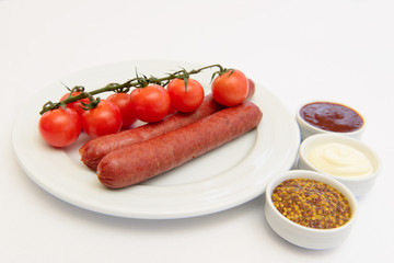 grilled sausages on plate
