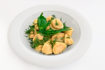  plate with boiled dumplings