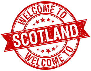 welcome to Scotland red round ribbon stamp
