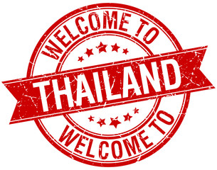 welcome to Thailand red round ribbon stamp