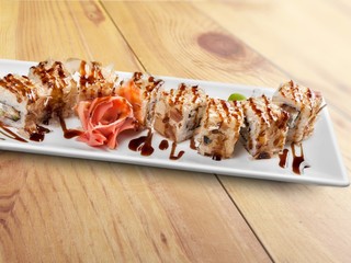 Sushi, Plate, Isolated.