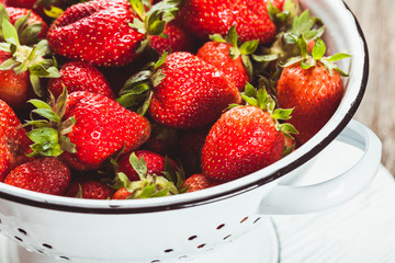 Strawberries in colander