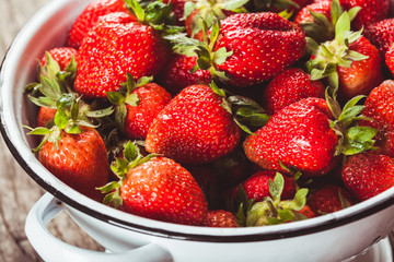 Strawberries in colander