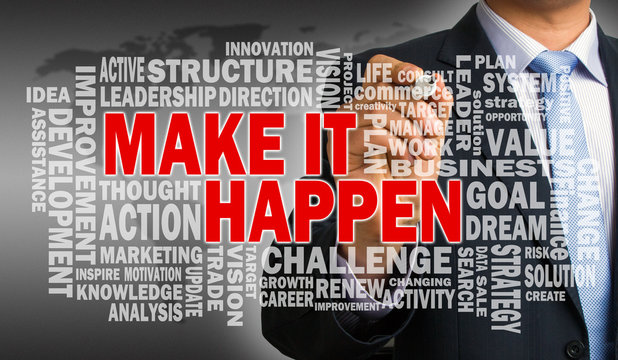 make it happen concept with related word cloud