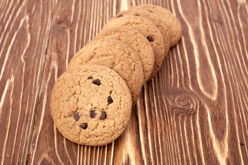 oat cookies on wooden table