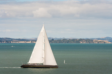 aerial view of sailing yacht