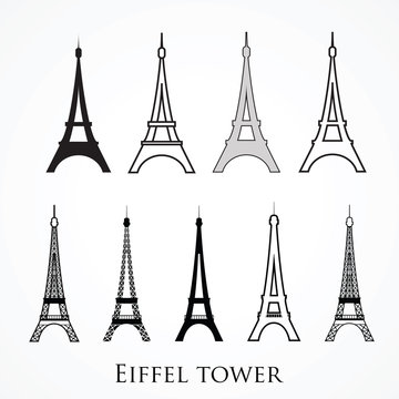 Vector illustration of Eiffel tower. Symbol of Paris and France