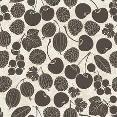 Seamless pattern with berry silhouettes. 