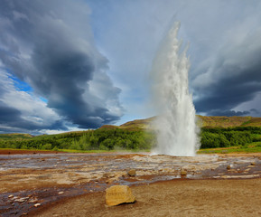 Famous geyser Strokkur in Iceland