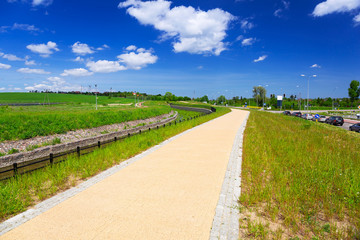 Bicycle road in Gdansk at sunny day, Poland