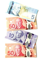 Canadian dollars, isolated on white