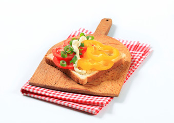 Open faced vegetable sandwich