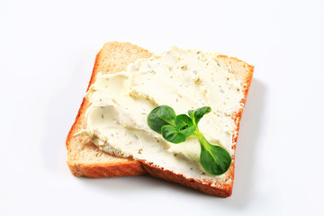 White bread with cheese spread