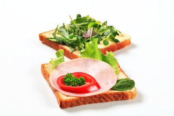 Open faced sandwiches