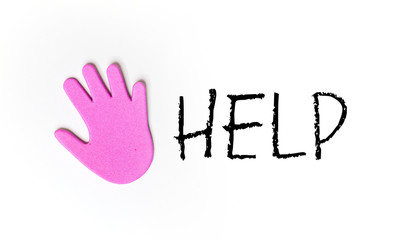 pink hand - having a message - help