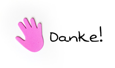 pink hand - having a message - Thank you