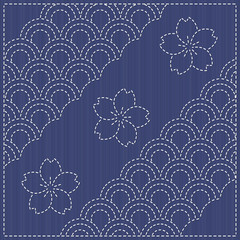 Traditional Japanese Embroidery Ornament with fish scales.