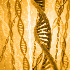 Digital illustration DNA structure in colour background