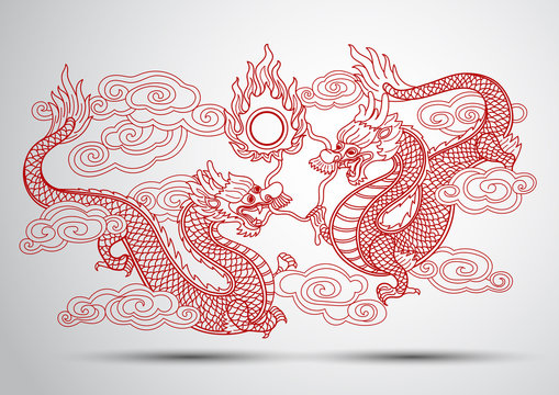 Illustration of Traditional chinese Dragon ,vector illustration