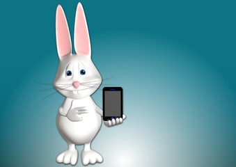 Hase Handy Telefon Osterhase 3D weiß zeigen Comic