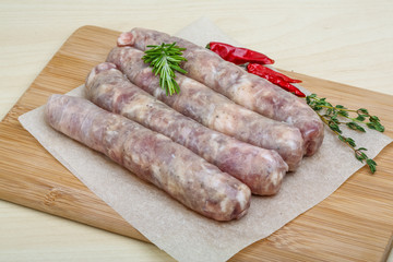 Handmade sausages for grill